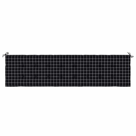 Tuinbankkussen ruitpatroon 150x50x3 cm stof zwart 4