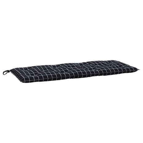 Tuinbankkussen ruitpatroon 120x50x7 cm stof zwart 2