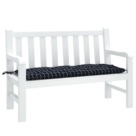 Tuinbankkussen ruitpatroon 120x50x7 cm stof zwart 3