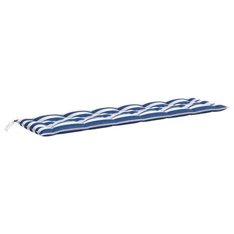 Tuinbankkussen gestreept 200x50x7 cm stof wit en blauw 2