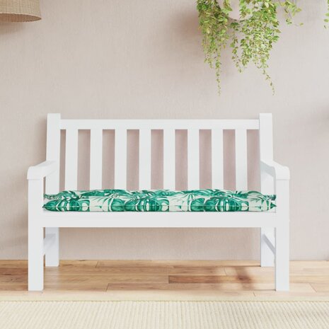 Tuinbankkussen 120x50x7 cm oxford stof bladpatroon 1