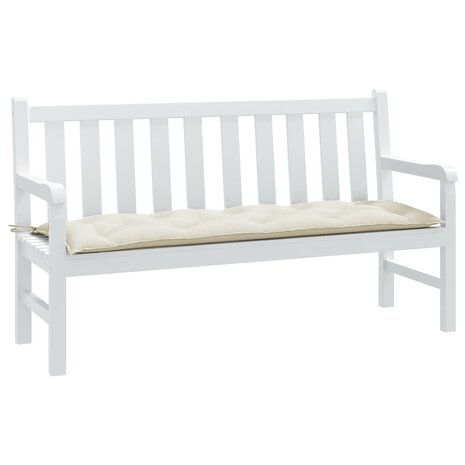 Tuinbankkussen 150x50x7 cm stof gemêleerd crèmekleurig 1