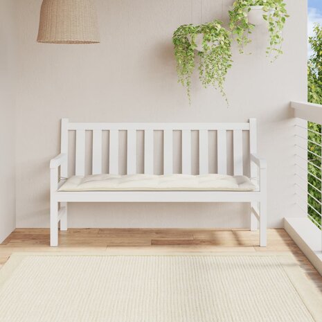 Tuinbankkussen 150x50x7 cm stof gemêleerd crèmekleurig 3