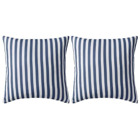 Buitenkussens 45x45 cm gestreept marineblauw 2 st 1