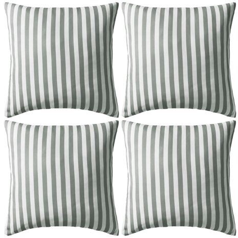 Buitenkussens 45x45 cm gestreept grijs 4 st 1