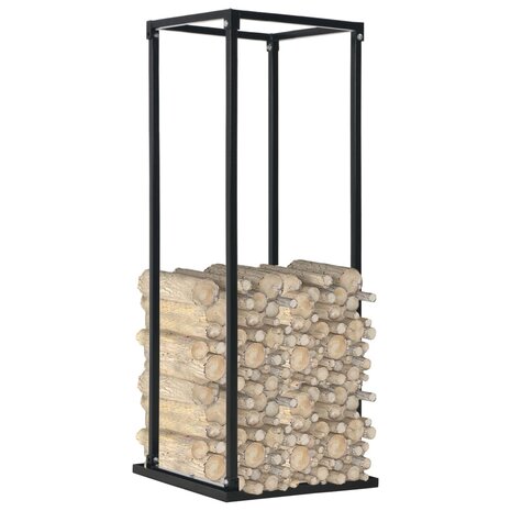 Haardhoutrek met basis 37x37x113 cm staal zwart 2