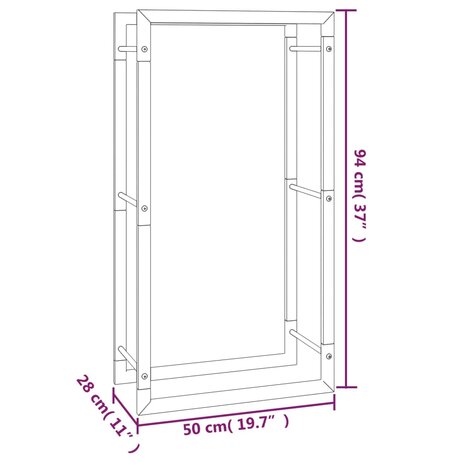 Haardhoutrek 50x28x94 cm staal matzwart 6