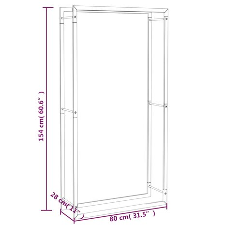 Haardhoutrek 80x28x154 cm staal matzwart 6