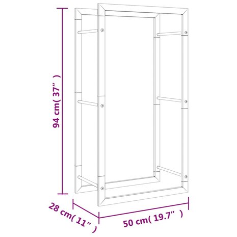 Haardhoutrek 50x28x94 cm roestvrij staal 7