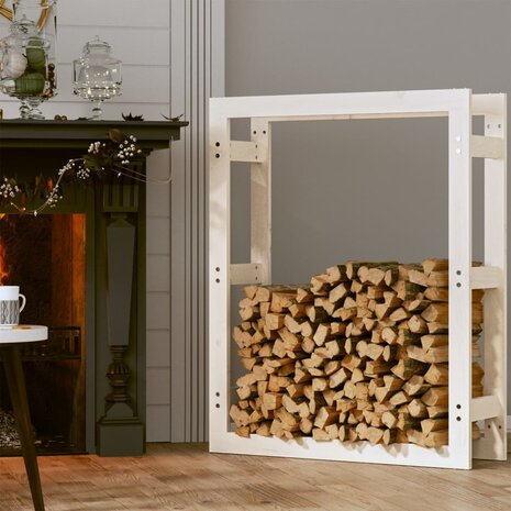 Haardhoutrek 80x25x100 cm massief grenenhout wit 3