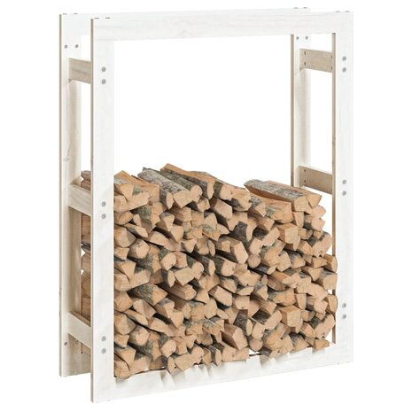 Haardhoutrek 80x25x100 cm massief grenenhout wit 4
