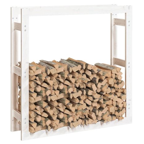 Haardhoutrek 100x25x100 cm massief grenenhout wit 4