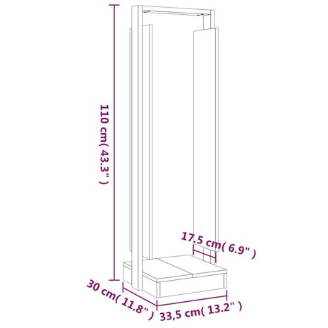 Houtblokhouder 33,5x30x110 cm massief grenenhout 8