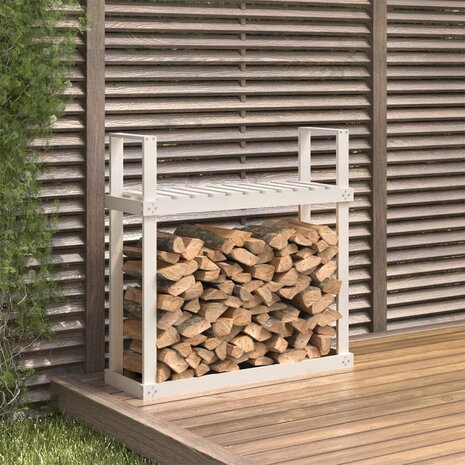 Haardhoutrek 110x35x108,5 cm massief grenenhout wit 1