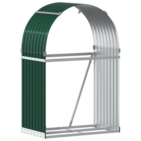 Haardhoutopslag 80x45x120 cm gegalvaniseerd staal groen 2