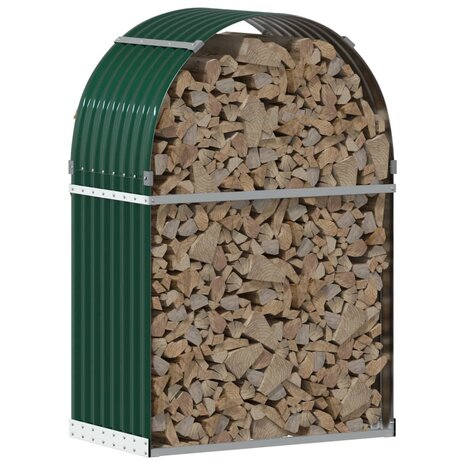 Haardhoutopslag 80x45x120 cm gegalvaniseerd staal groen 3