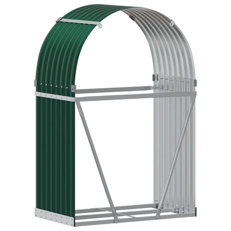 Haardhoutopslag 80x45x120 cm gegalvaniseerd staal groen 6