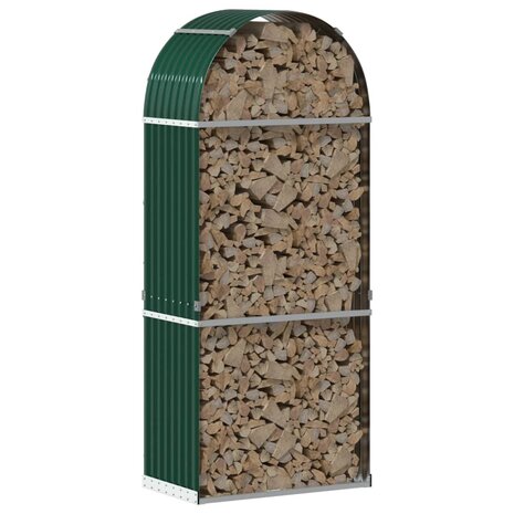 Haardhoutopslag 80x45x190 cm gegalvaniseerd staal groen 3