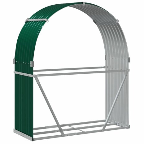 Haardhoutopslag 120x45x140 cm gegalvaniseerd staal groen 6
