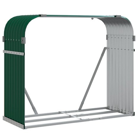 Haardhoutopslag 120x45x100 cm gegalvaniseerd staal groen 2