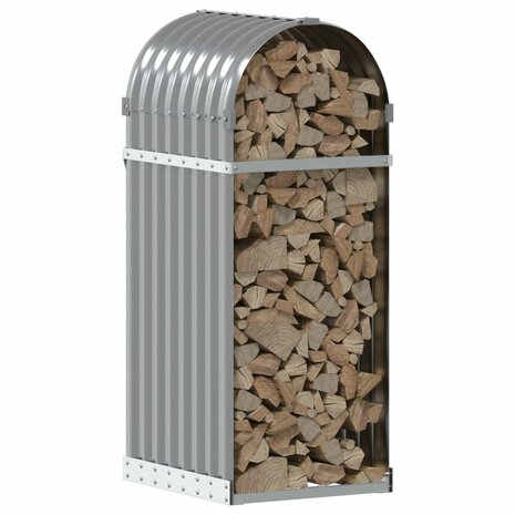 Haardhoutopslag 40x45x100 cm gegalvaniseerd staal lichtgrijs 3