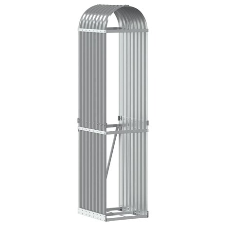 Haardhoutopslag 40x45x170 cm gegalvaniseerd staal lichtgrijs 2