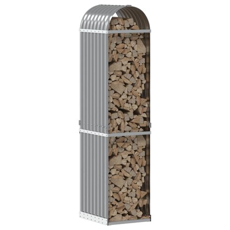 Haardhoutopslag 40x45x170 cm gegalvaniseerd staal lichtgrijs 3