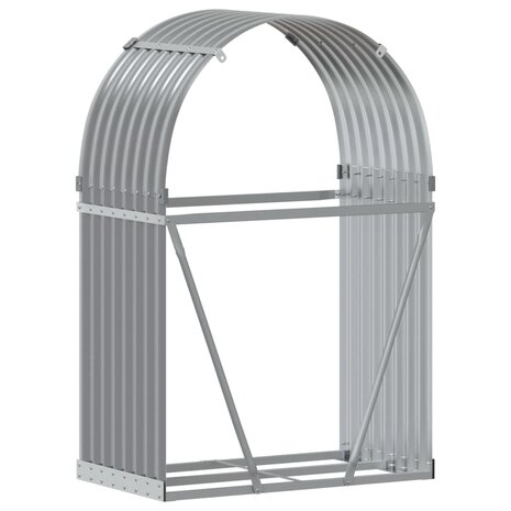 Haardhoutopslag 80x45x120 cm gegalvaniseerd staal lichtgrijs 6