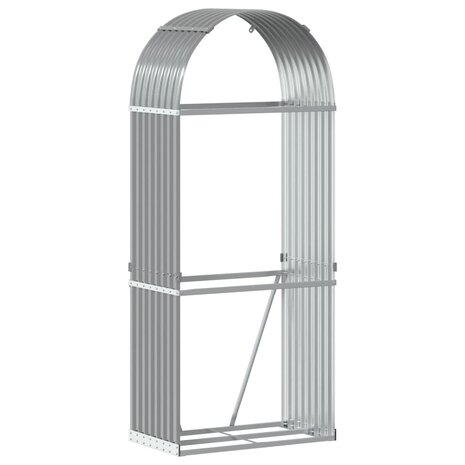 Haardhoutopslag 80x45x190 cm gegalvaniseerd staal lichtgrijs 2