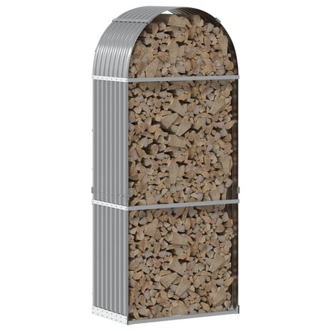 Haardhoutopslag 80x45x190 cm gegalvaniseerd staal lichtgrijs 3