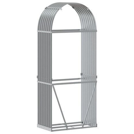 Haardhoutopslag 80x45x190 cm gegalvaniseerd staal lichtgrijs 6