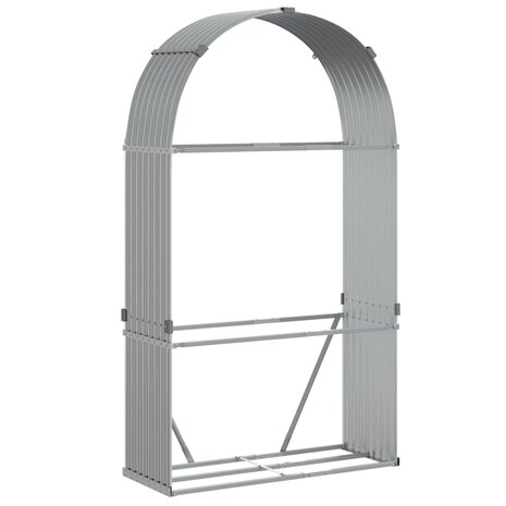 Haardhoutopslag 120x45x210 cm gegalvaniseerd staal lichtgrijs 2