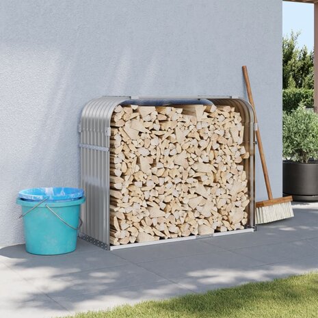 Haardhoutopslag 120x45x100 cm gegalvaniseerd staal lichtgrijs 1