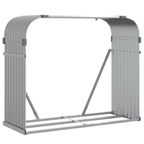 Haardhoutopslag 120x45x100 cm gegalvaniseerd staal lichtgrijs 2