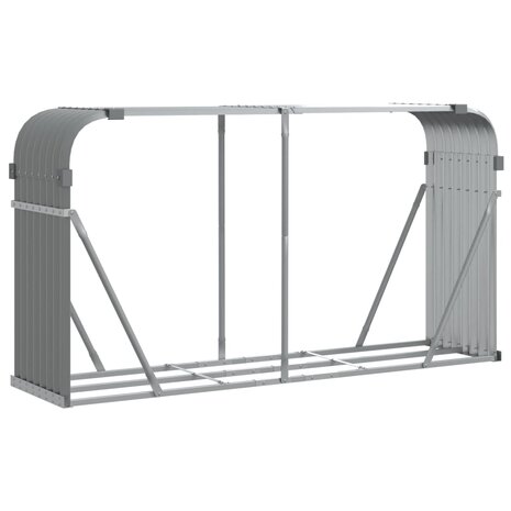 Haardhoutopslag 180x45x100 cm gegalvaniseerd staal lichtgrijs 2