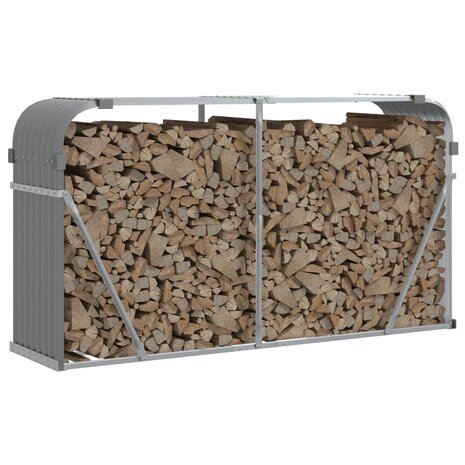 Haardhoutopslag 180x45x100 cm gegalvaniseerd staal lichtgrijs 3