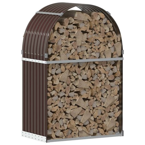 Haardhoutopslag 80x45x120 cm gegalvaniseerd staal bruin 3