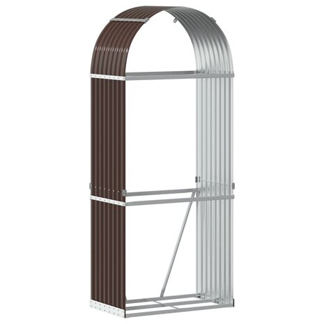 Haardhoutopslag 80x45x190 cm gegalvaniseerd staal bruin 2