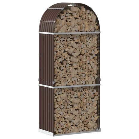 Haardhoutopslag 80x45x190 cm gegalvaniseerd staal bruin 3