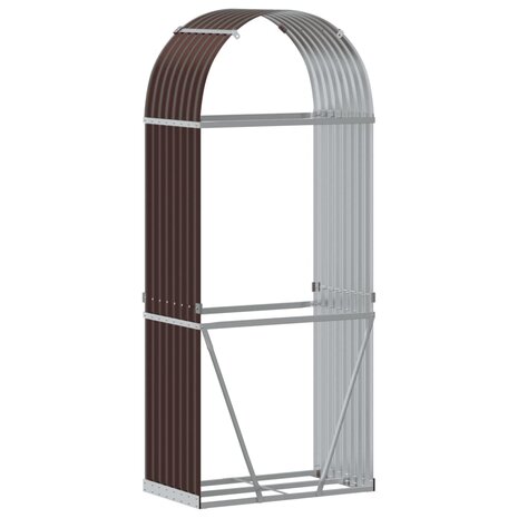 Haardhoutopslag 80x45x190 cm gegalvaniseerd staal bruin 6