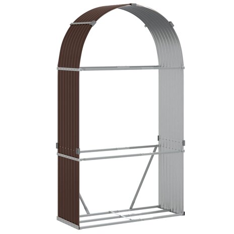 Haardhoutopslag 120x45x210 cm gegalvaniseerd staal bruin 2
