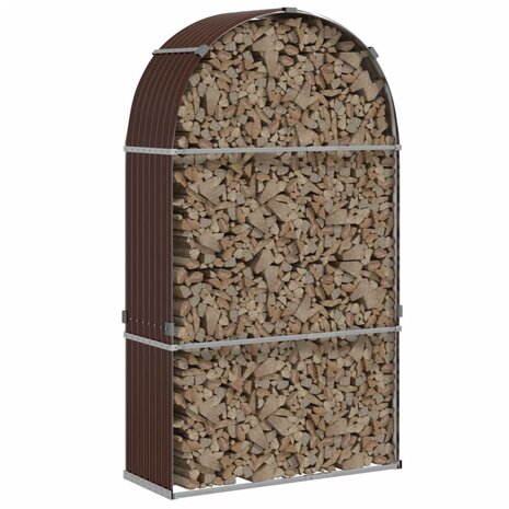 Haardhoutopslag 120x45x210 cm gegalvaniseerd staal bruin 3
