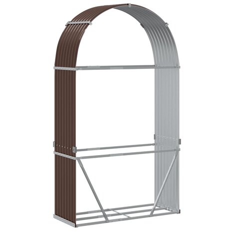 Haardhoutopslag 120x45x210 cm gegalvaniseerd staal bruin 6