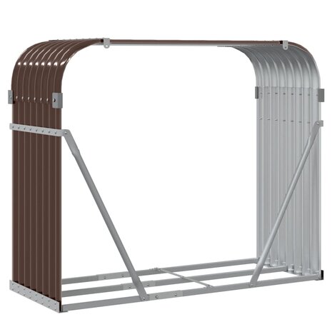 Haardhoutopslag 120x45x100 cm gegalvaniseerd staal bruin 6
