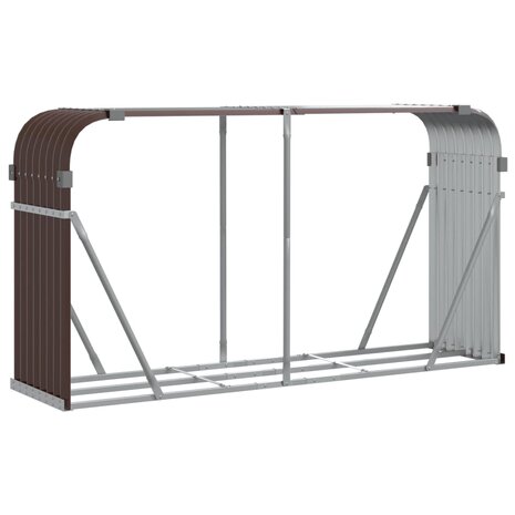 Haardhoutopslag 180x45x100 cm gegalvaniseerd staal bruin 2