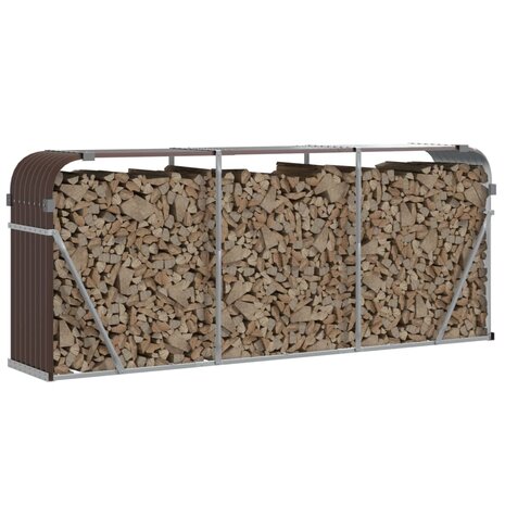 Haardhoutopslag 234x45x100 cm gegalvaniseerd staal bruin 3