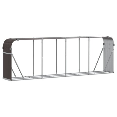 Haardhoutopslag 300x45x100 cm gegalvaniseerd staal bruin 2