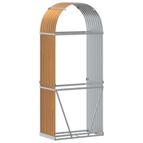 Haardhoutopslag 80x45x190 cm gegalvaniseerd staal lichtbruin 6