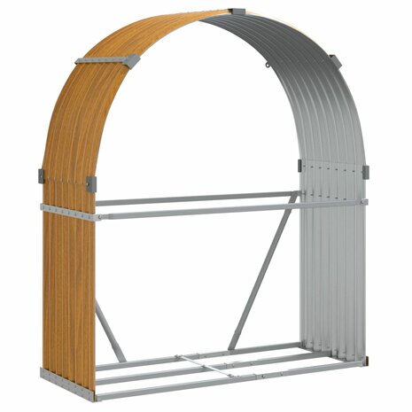 Haardhoutopslag 120x45x140 cm gegalvaniseerd staal lichtbruin 2
