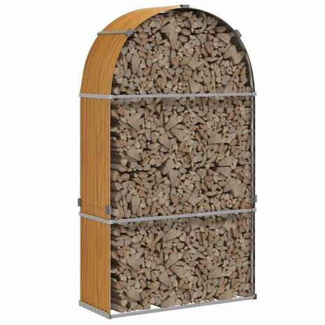 Haardhoutopslag 120x45x210 cm gegalvaniseerd staal lichtbruin 3